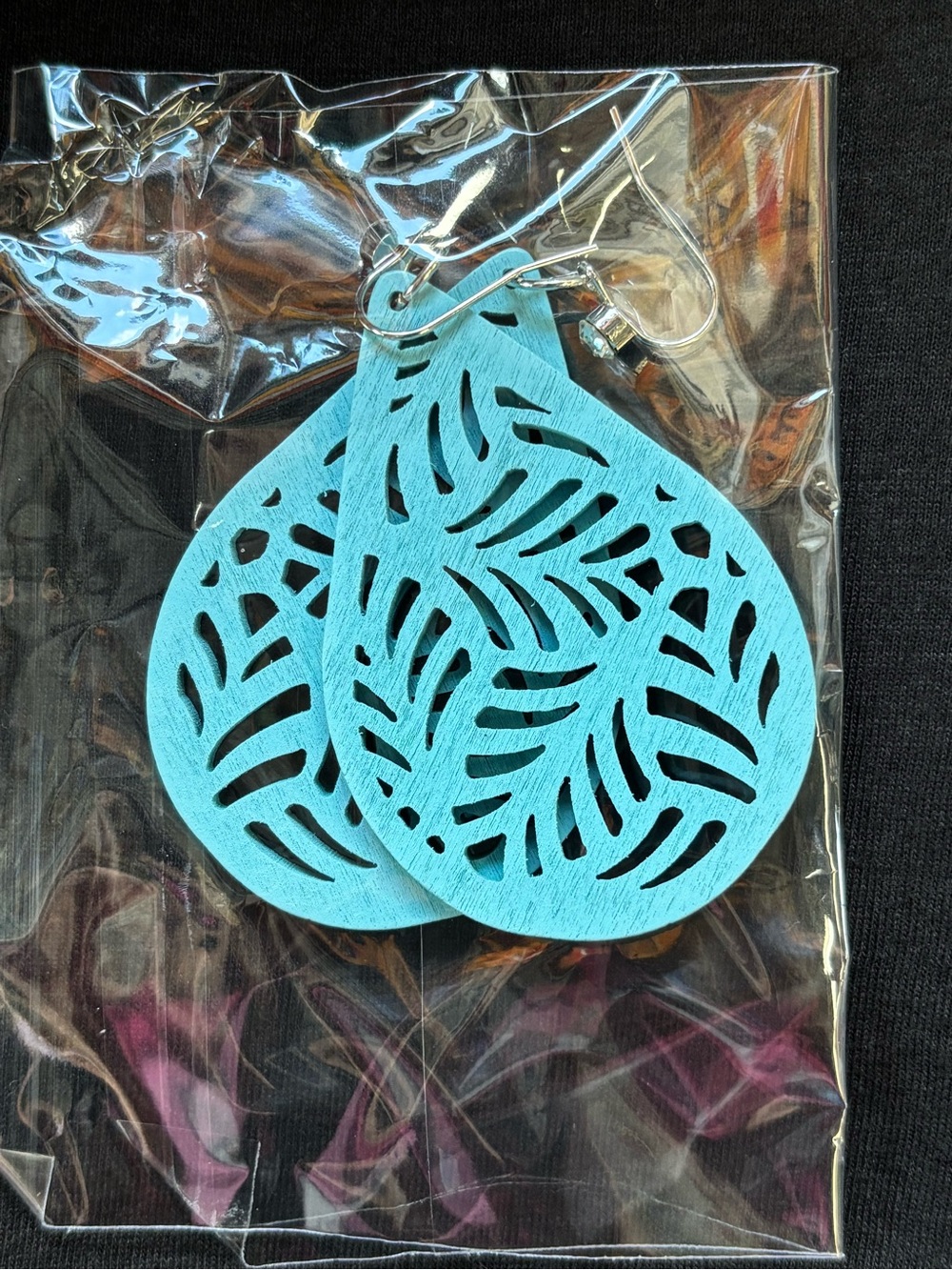 Light Blue Teardrop Cutout Earrings
